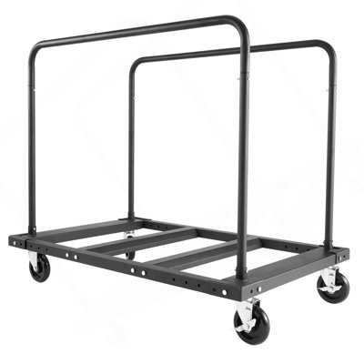 Chariot de cloison sèche, capacité de charge de 1800 lb, chariot de camion à panneau en acier avec roulettes pivotantes de 5 pouces, chariot de cloison sèche en bois avec sangle d'arrimage et 2 rampes latérales pour l'usine, l'entrepôt, le garage, noir