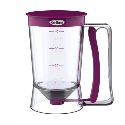 Pancake Batter Dispenser - Batter Dispenser with Squeeze Handle for Waffles, Muffins, and Crepes - Kitchen Gadgets for Baking (Purple)