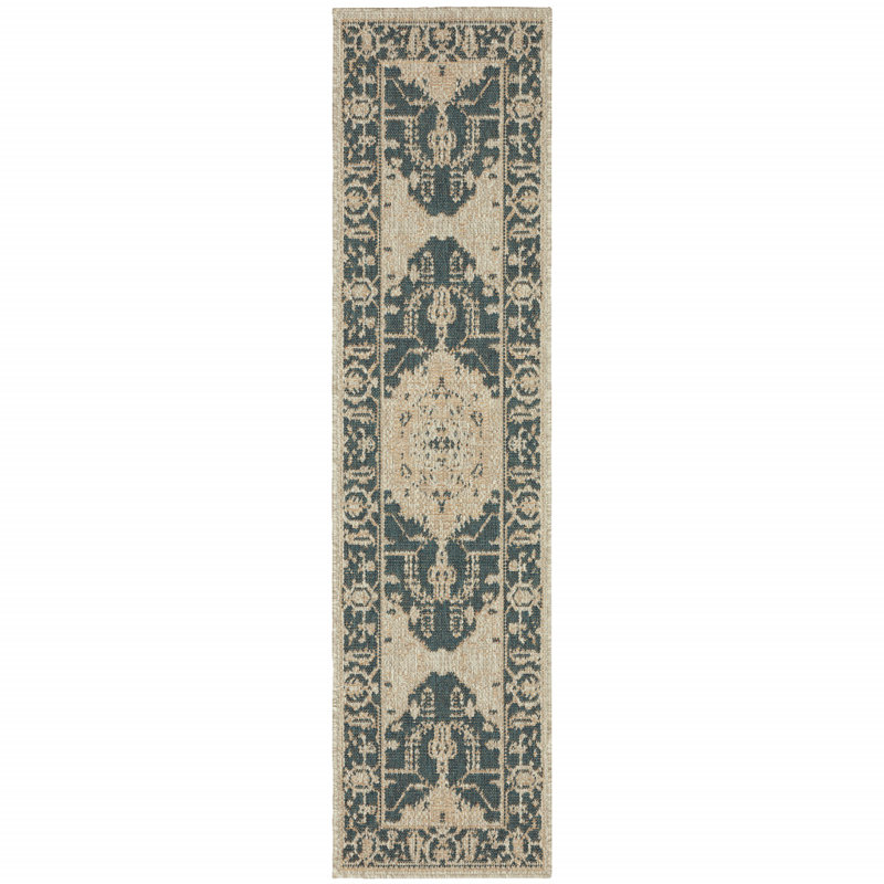 Tapis oriental intérieur gris 2 pi x 8 pi résistant aux taches
