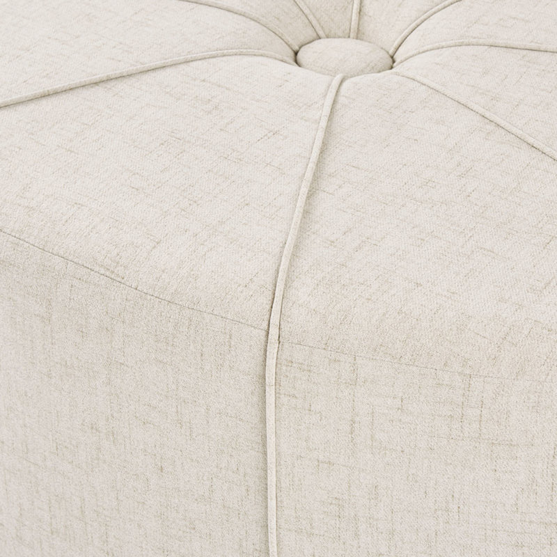 Repose-pieds crème - 48 po, tissu, bouton, épais, meubles de salon, sans assemblage l 48,5 po x P 32,5 po H 18 po, bordure, facile à nettoyer