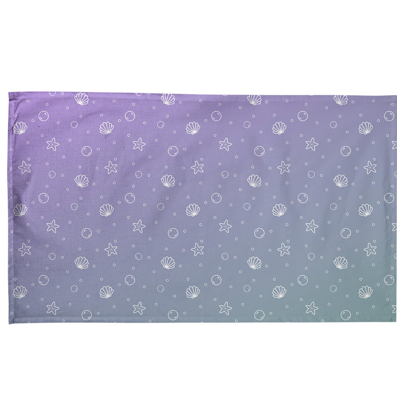 Serviette à thé à motif coquillage, Polyester sergé, Mauve / Gris
