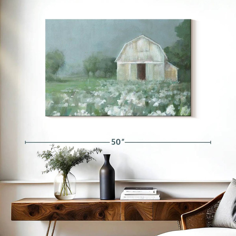 Pré de grange blanche, H 26 po x l 39 po