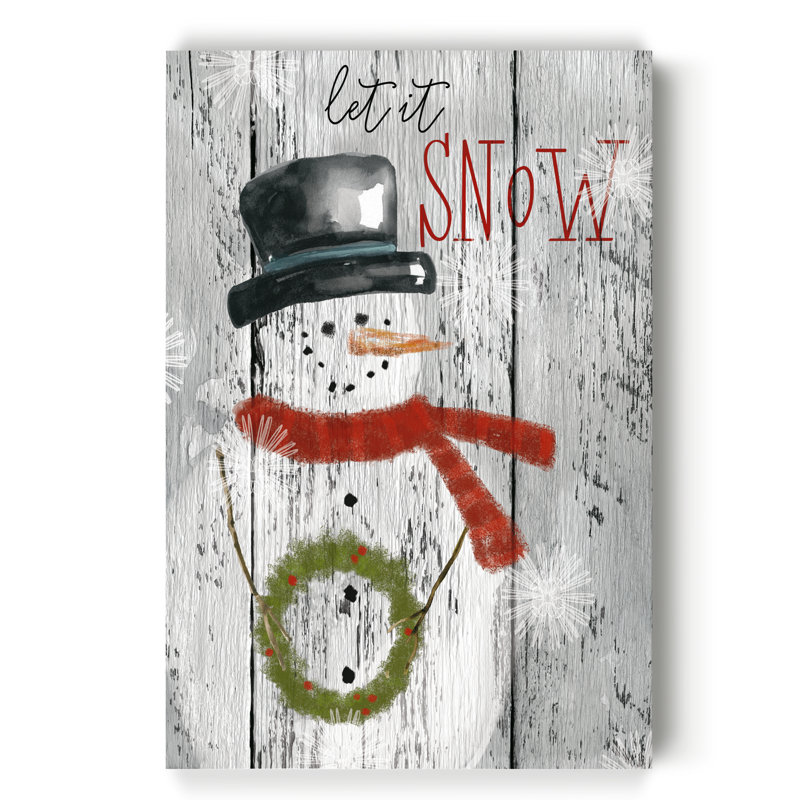«Let It Snow Snowman» par Parvez Taj, reproduction d'art sur toile tendue, H 40 po x l 30 po x P 1 po