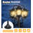 3-Head Aluminum Solar Lamp Post Light With Dusk-To-Dawn Sensor