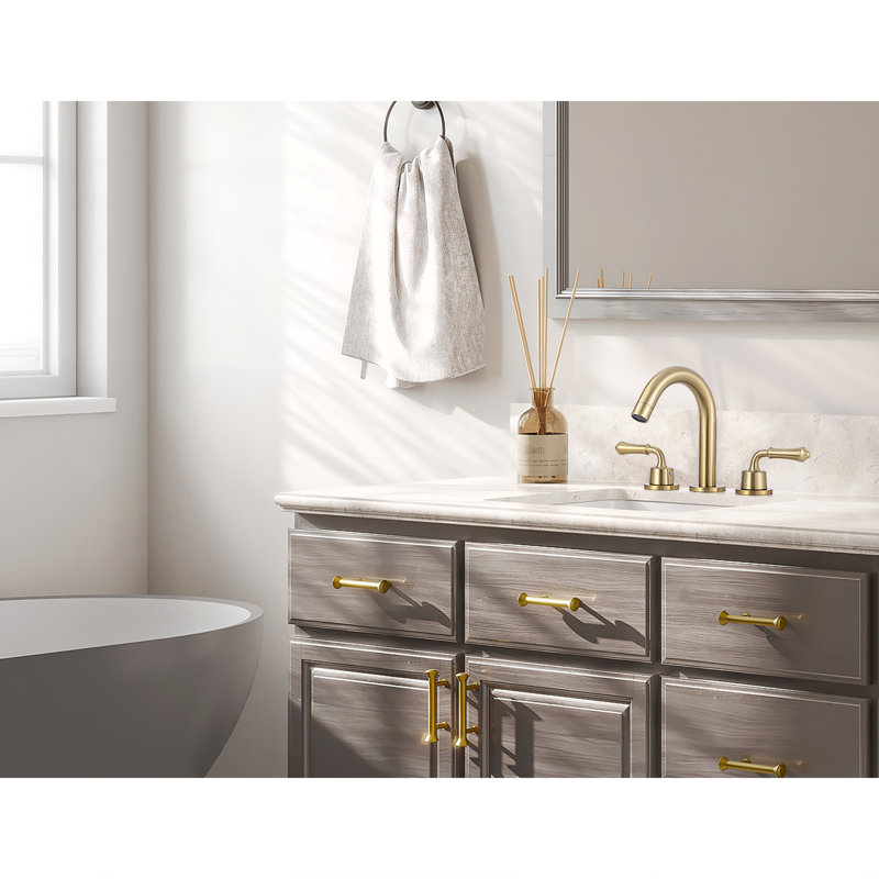 2-handle Bathroom Faucet with Drain Assembly