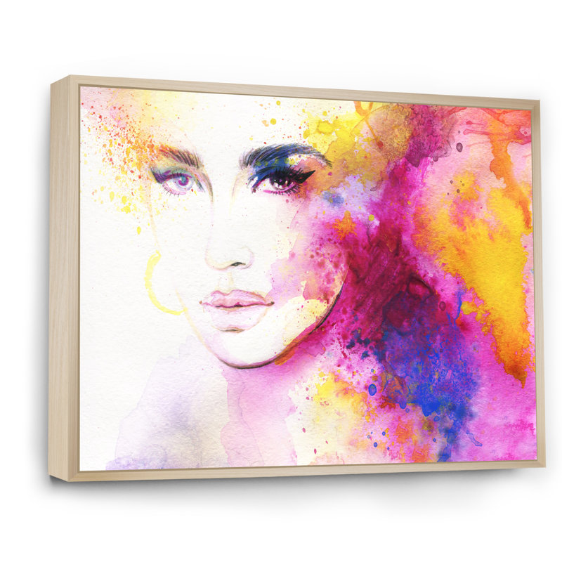 «Fashion Model With Vivid Make Up III», art mural sur toile Glam, H 8 po x l 12 po x P 1 po, Cadre flottant brun