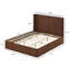 Walnut ripple panel curved headboard platform bed frame, 44-inch tall headboard,king size bed frame, modern minimalist style, easy to assemble, no box spring required.