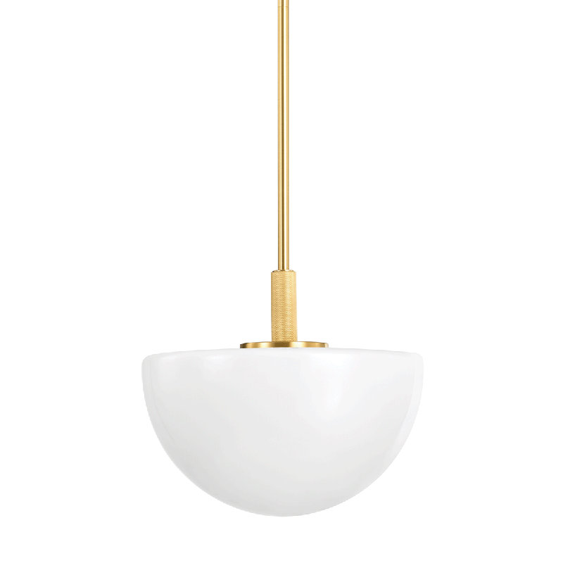 LETHBRIDGE 1 LIGHT PENDANT, Polished Nickel, 17.5" H x 15" W x 15" D