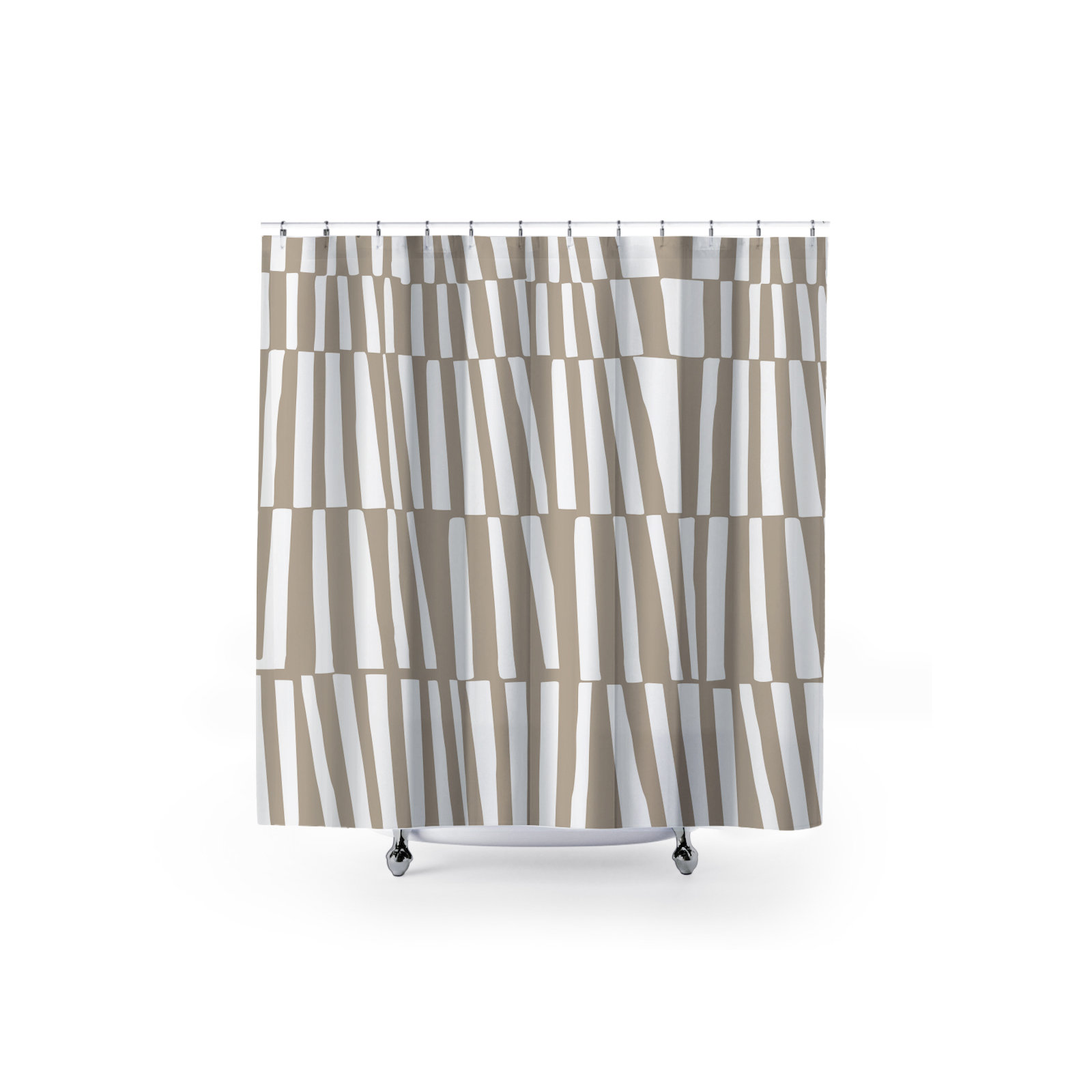 Thora Abstract Mid-Century Shower Curtain, Beige