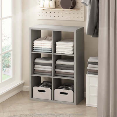 Open Back Multipurpose Clothing & Closet Storage Organizer Shelf, 6-Cube