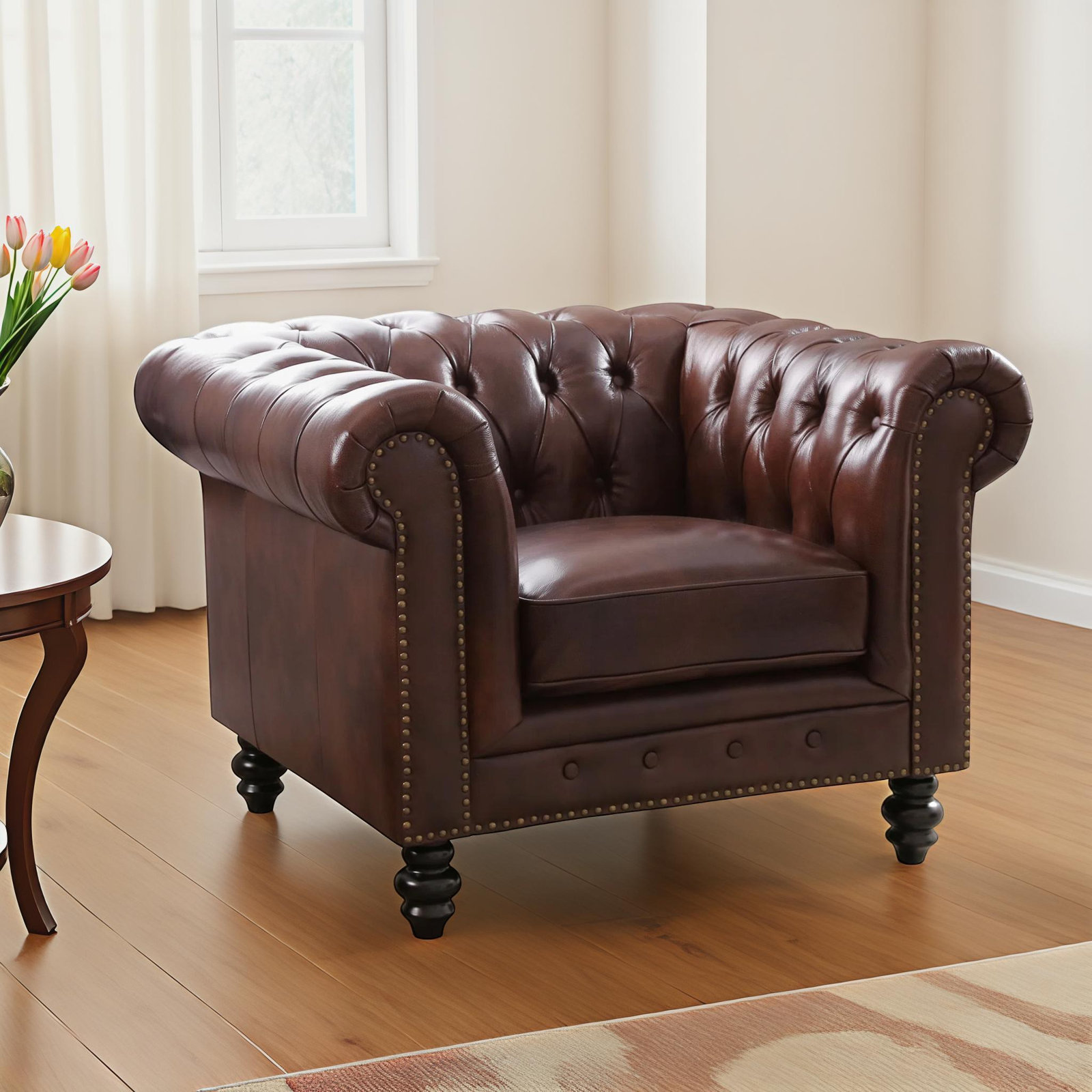 Ophelie Genuine Leather Armchair