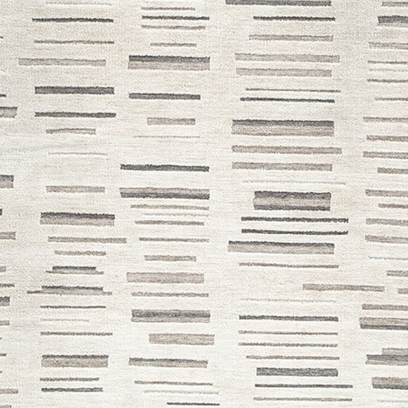Tapis Meaw, motif à rayures abstraites, polyester gris ivoire, Rectangle 8 pi x 10 pi