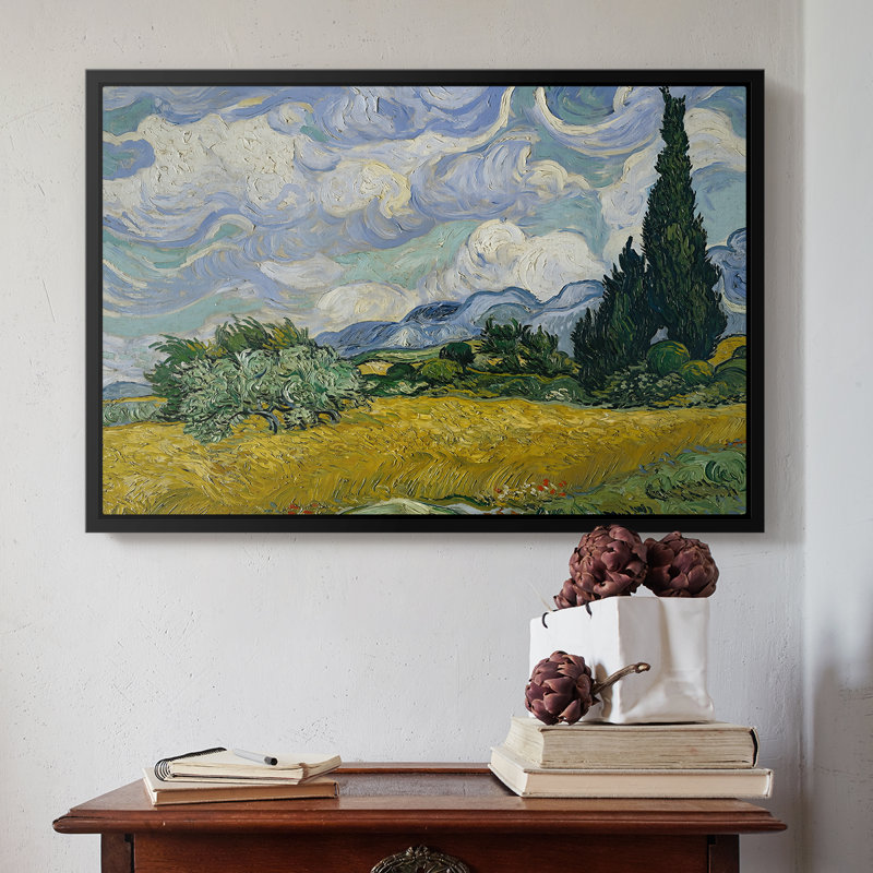 Champ de blé avec cyprès, 1889 - Vincent van Gogh, toile tendue avec châssis, 26 x 40, Noyer