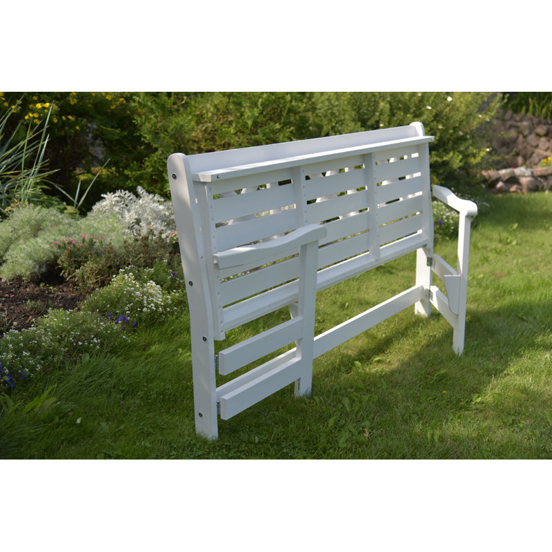 Bradon Solid Wood Pine Outdoor Bench, White, H88 x W109 x D61cm