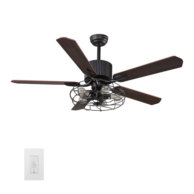 Ventilateur de plafond standard à 5 pales 52 po avec commande murale et ensemble d'éclairage inclus Heritage
