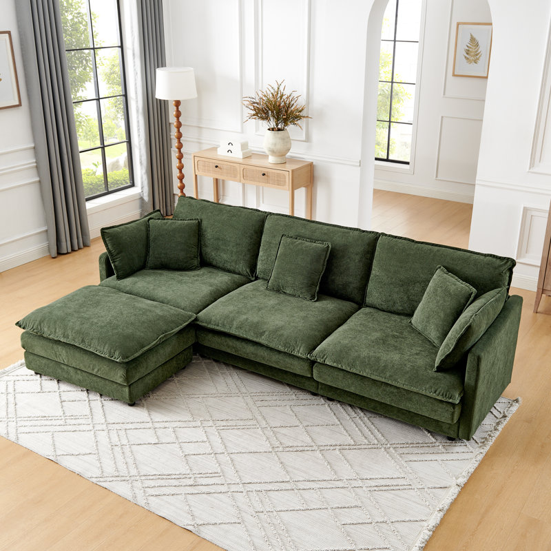 Tripp 110.2-Inch Modern L-Shaped Sectional Sofa, Green