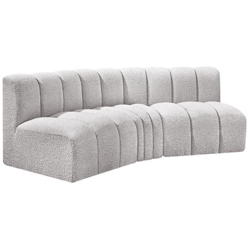 Canapé et méridienne rembourrés Hyoung, Tissu gris bouclé