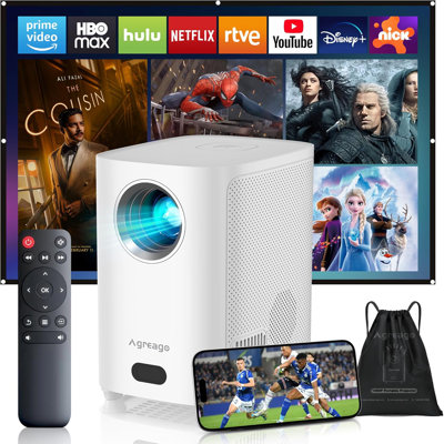 Agreago Projector with WiFi and Bluetooth, 1080P Outdoor Projector with Carry Bag, Portable Movie Projector with Zoom Function, Home Theater Projector for Pho