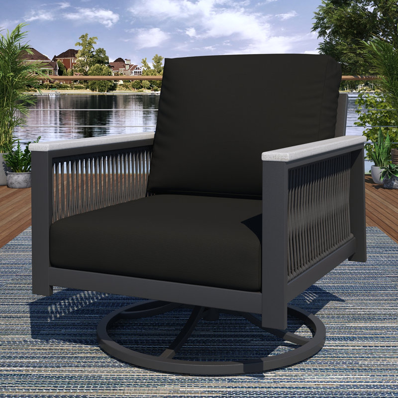 Townsend 7 - Person Patio Conversation Set with Sunbrella® Cushions, Canvas Black Sunbrella® Canvas