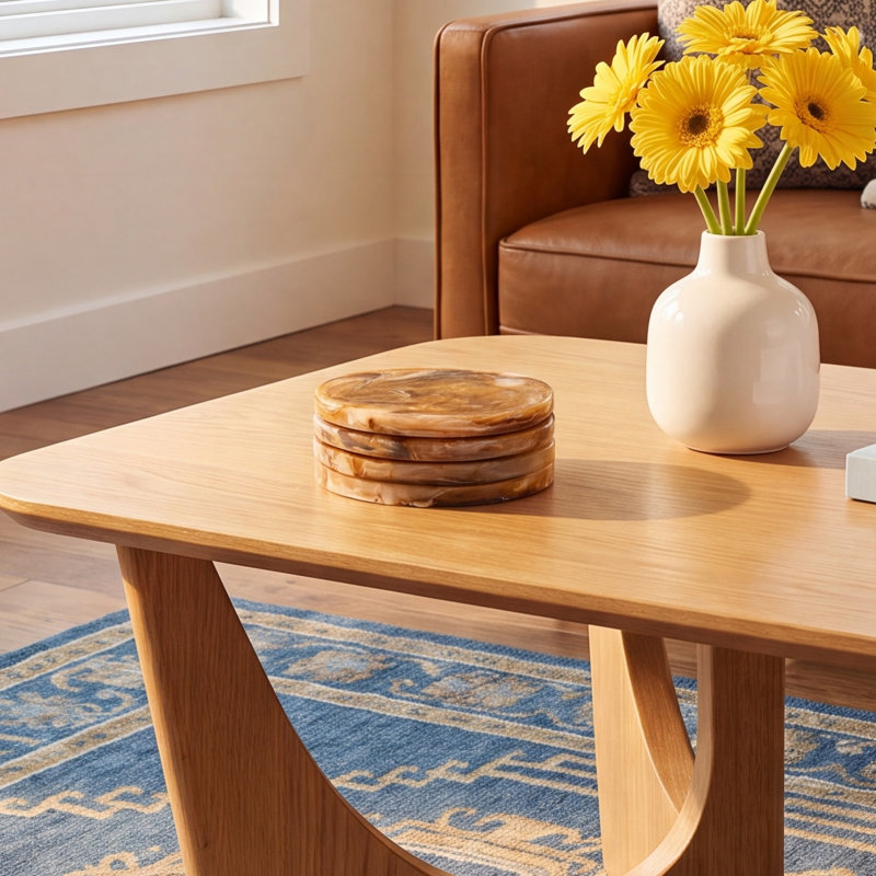 Landyn Resin Round 4 Piece Coaster Set