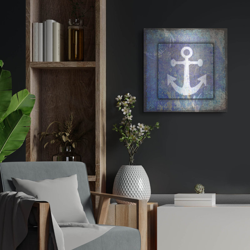 Art mural en métal Breakwater Bay «Beach House Anchor» par Lightbox Journal, H 24 po x l 24 po
