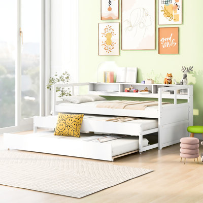 White Twin Xl Daybed, 2 Trundles, 3 Storage , & , Stable Wood Space Saving Strong