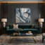 Aquarelle abstraite 19, art mural sur toile bleue-500691435