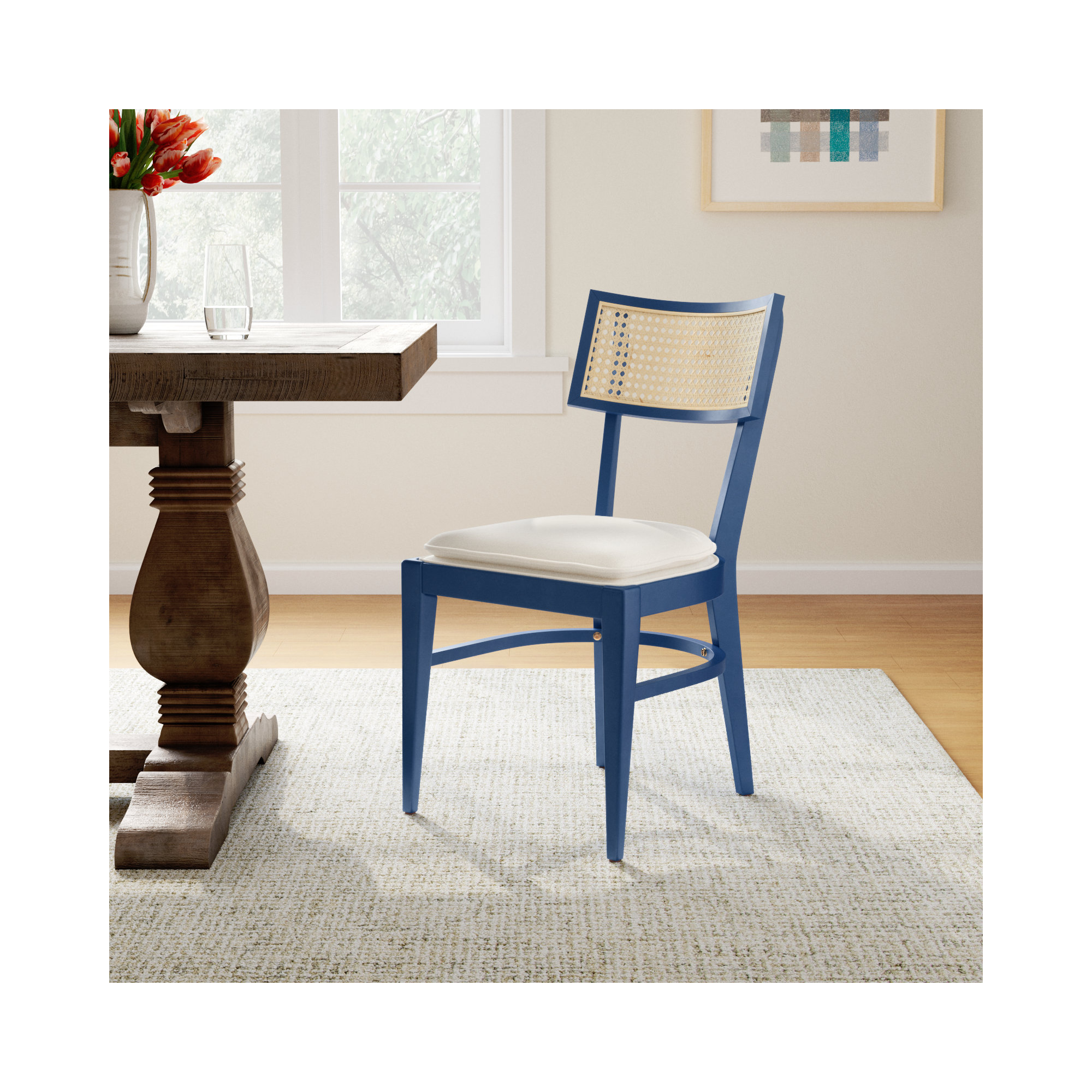 Tarrington Cane Dining Chair, Navy