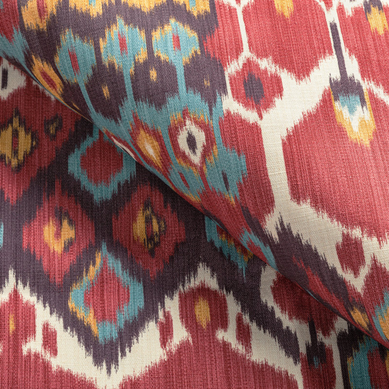Manoir Bonnieux Linen Blend Fabric, Berry/Aqua