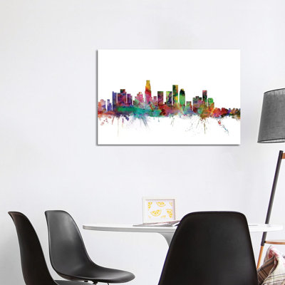 Los Angeles, California Skyline by Michael Tompsett - 1 Piece Wrapped Canvas Wall Art