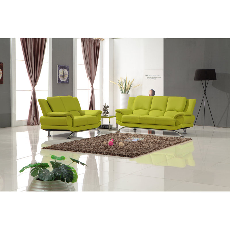 Ensemble de salon 3 pièces Gilbreth, Similicuir vert lime