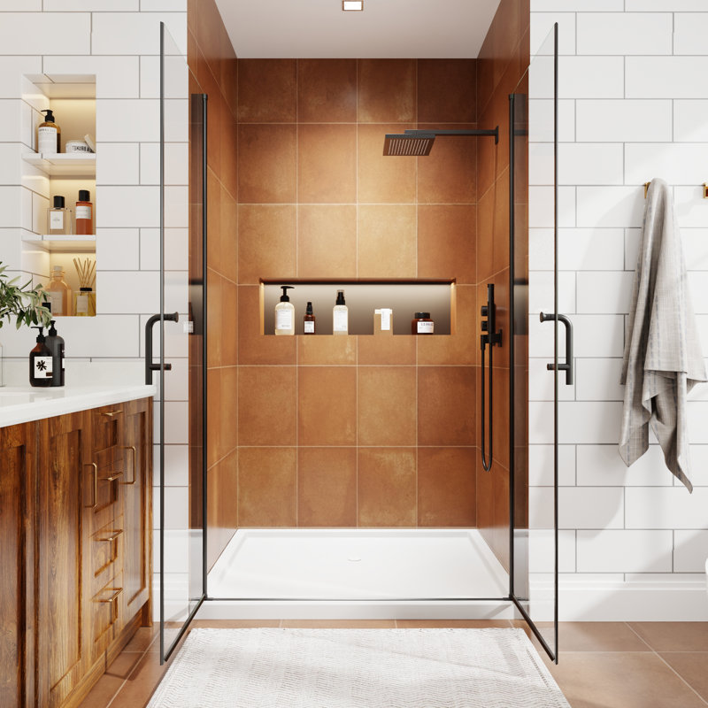 Cabine de douche à charnière double avec cadre 48 po x 72 po, 48"x 72"