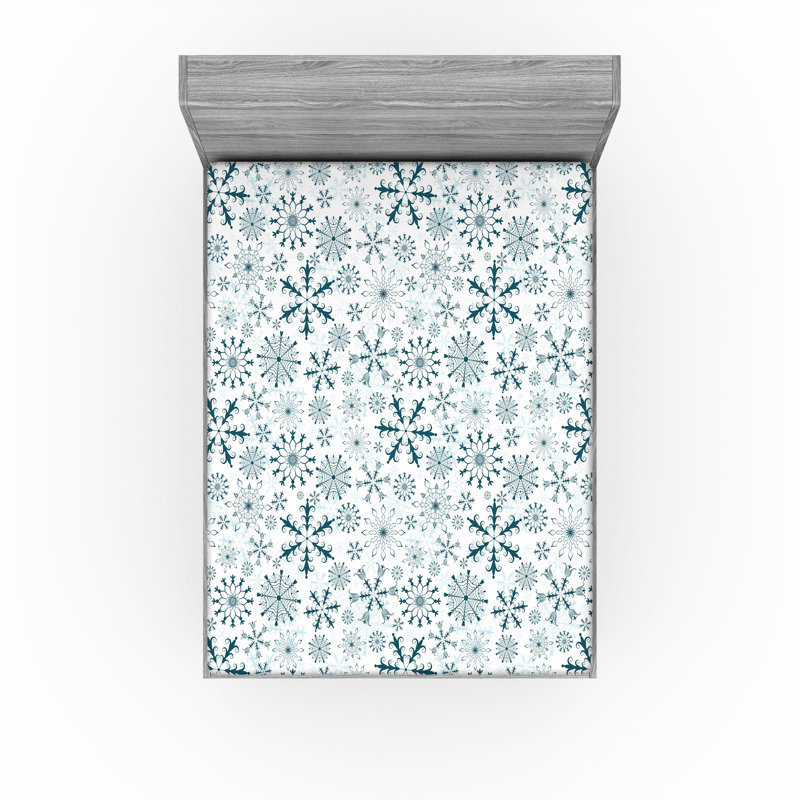 Ambesonne Fitted Sheet 2-Pack, Teal/White Floral, King Fitted Sheet