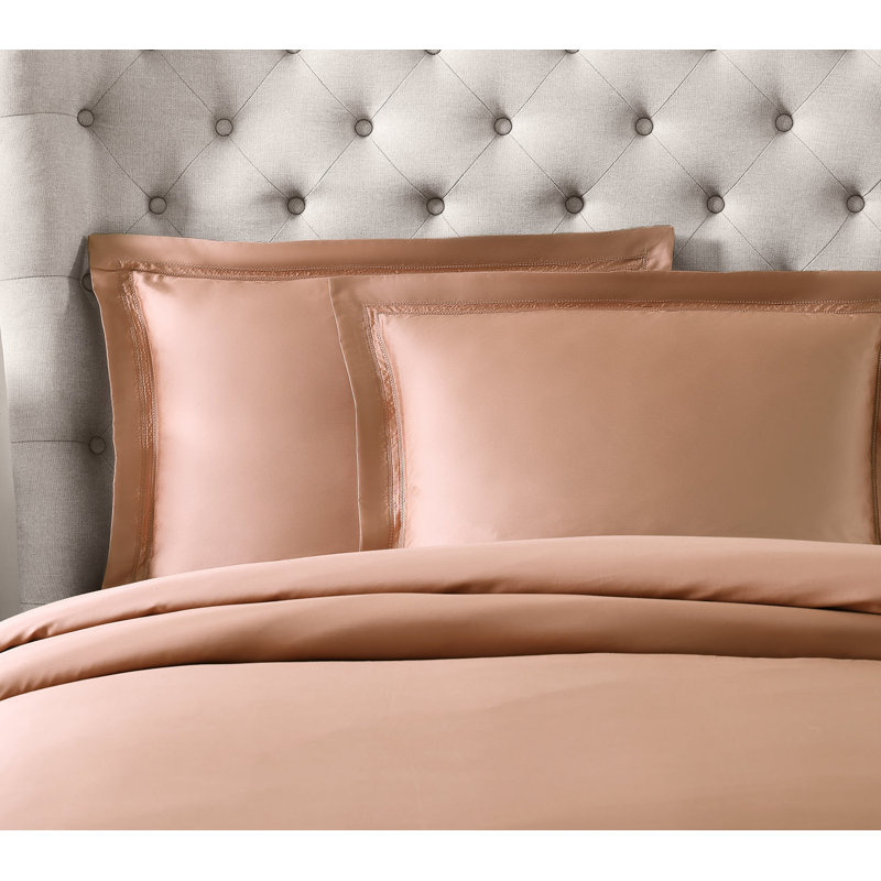 Yalda Egyptian Certified Cotton Modern 3 Piece Duvet Cover Set, King Duvet Cover + 2 King Sham, Ivory