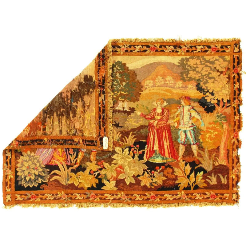 Luxie No Pattern and Not Solid Color Handmade Rectangle 3'4" x 5' Wool Area Rug in Beige/Orange