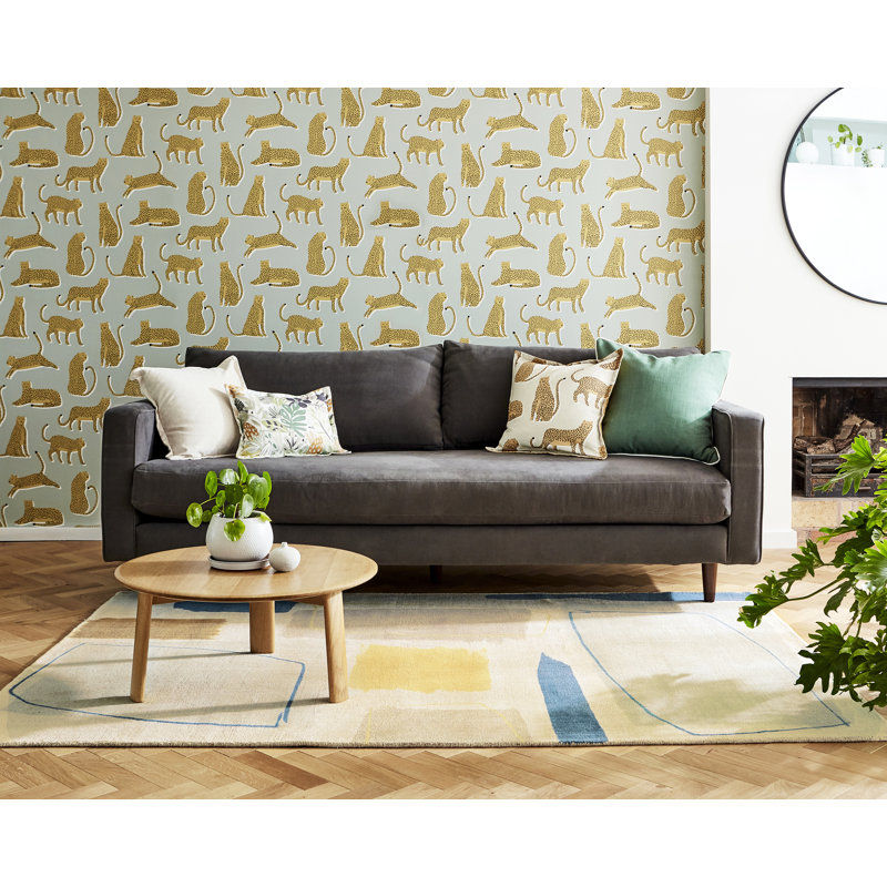 Tapis beige rectangulaire en laine touffeté à la main Yalissa, Rectangle 6 pi 7 po x 9 pi 2 po