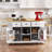 53Inch Large Kitchen Island With Drop Leaf, Power Outlet, Door Internal Storage Rack, Rolling Kitchen Cart On 5 Wheels With 5 Open Side Racks For Kitchen, Dining Room,White(Not Include Bar Stools)-1337508683