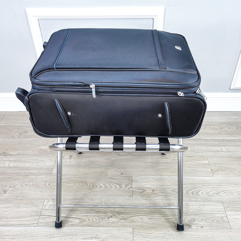Porte-valises pliable en acier inoxydable avec support en nylon noir 16,54 "x H 23,62"
