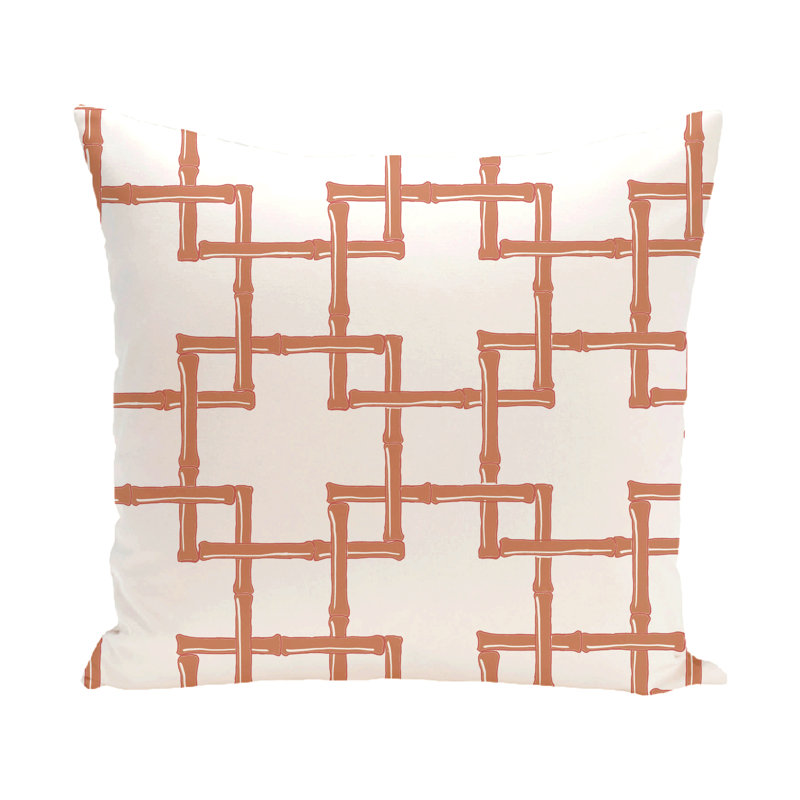 Botanical Blooms Geometric Reversible Throw Pillow, Coral, 18" H x 18" W