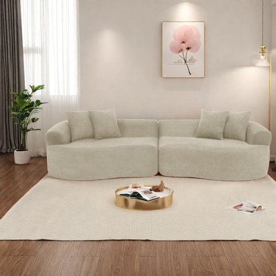 Luxueux canapés modernes en chenille 4 places, sans assemblage, élégance de salon