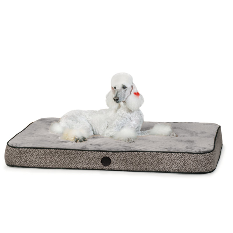 Animal Print Orthopedic Fleece Pet Bed, Large (50" W x 40" D x 5" H), Gray