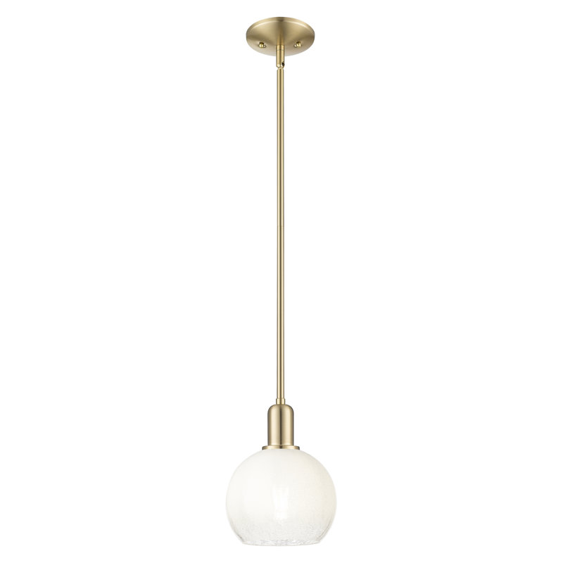 Downtown Urban - Brookhaven Globe - Mini-luminaire suspendu avec tige 8 po 1 lumière - Abat-jour, Opale, Bronze champagne