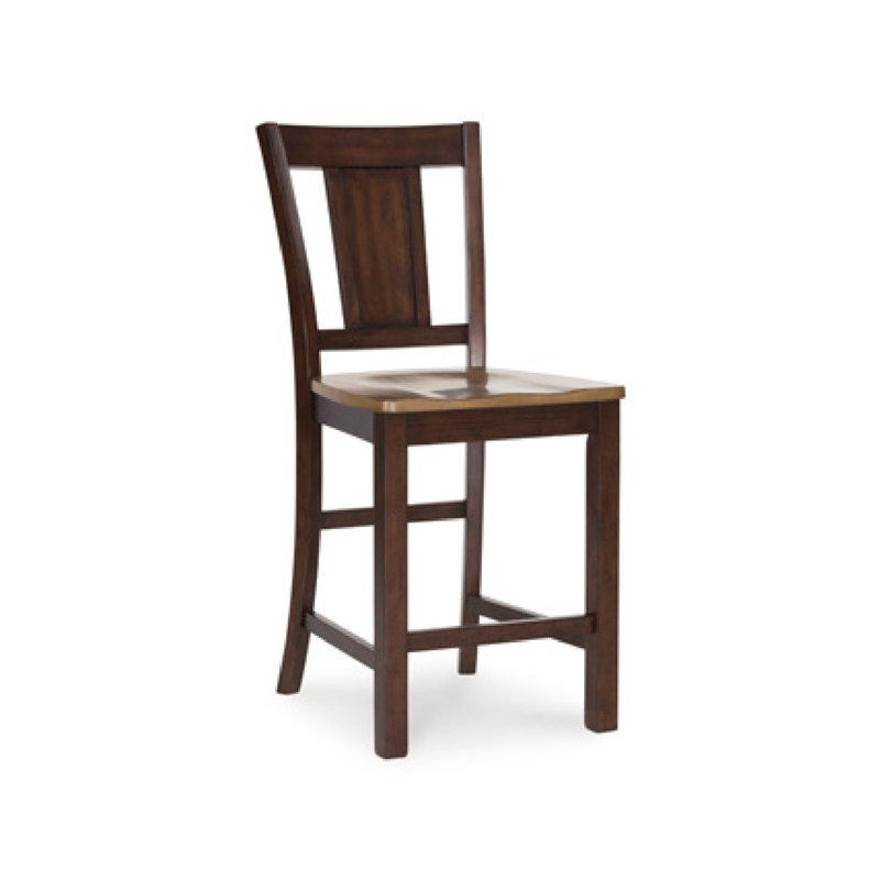 Ensemble de 2 chaises à hauteur de comptoir Rex, siège en planche brun clair, brun foncé