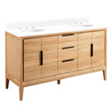 Ensemble de meuble-lavabo double 60 po avec lavabo sous-comptoir ovale Aliso