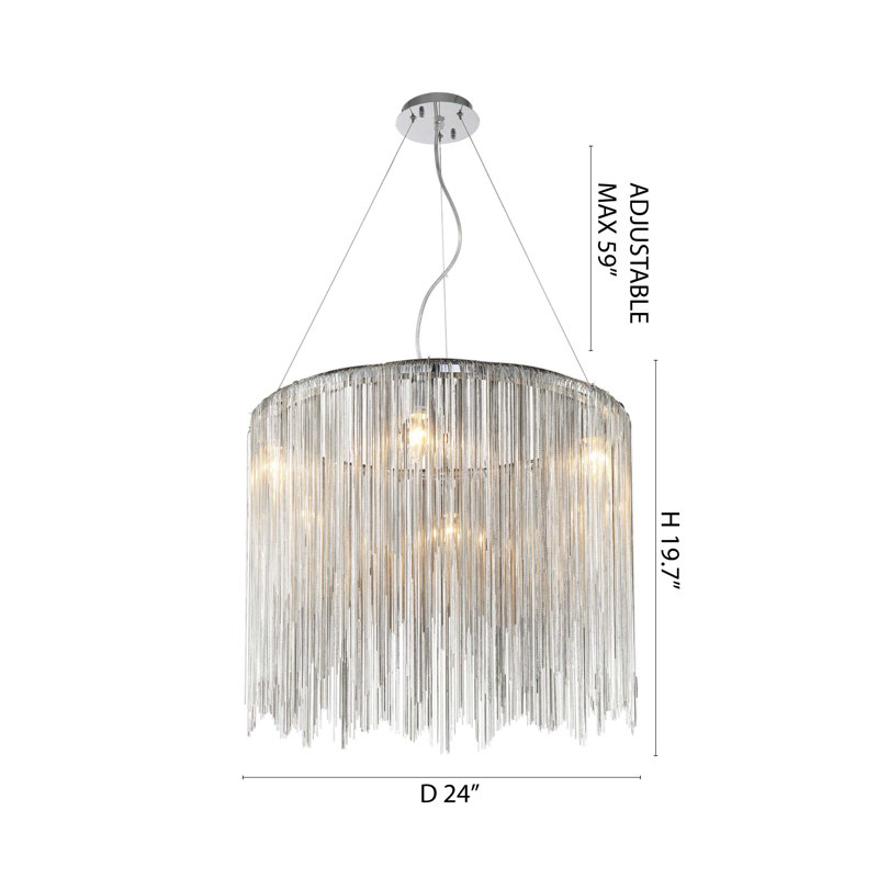 6-Light Chrome Pendant With Copper Chain