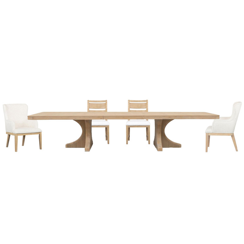 Extendable Trestle Dining Table With 2 Side Chairs And 2 Arm Chairs, 5 Pieces: Table, 4 Chairs