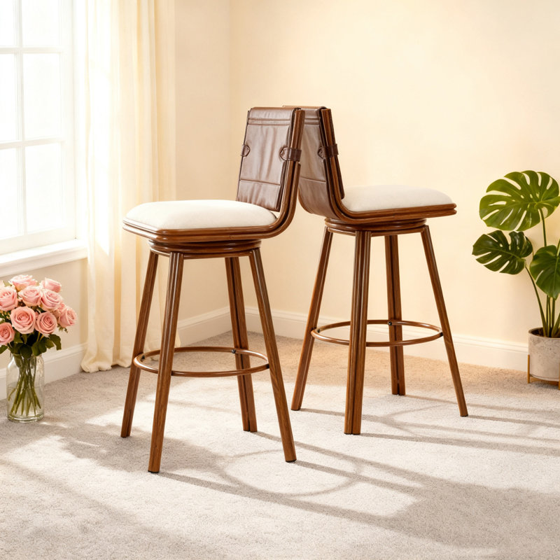 Upholstered Bar Stool with Metal Frame