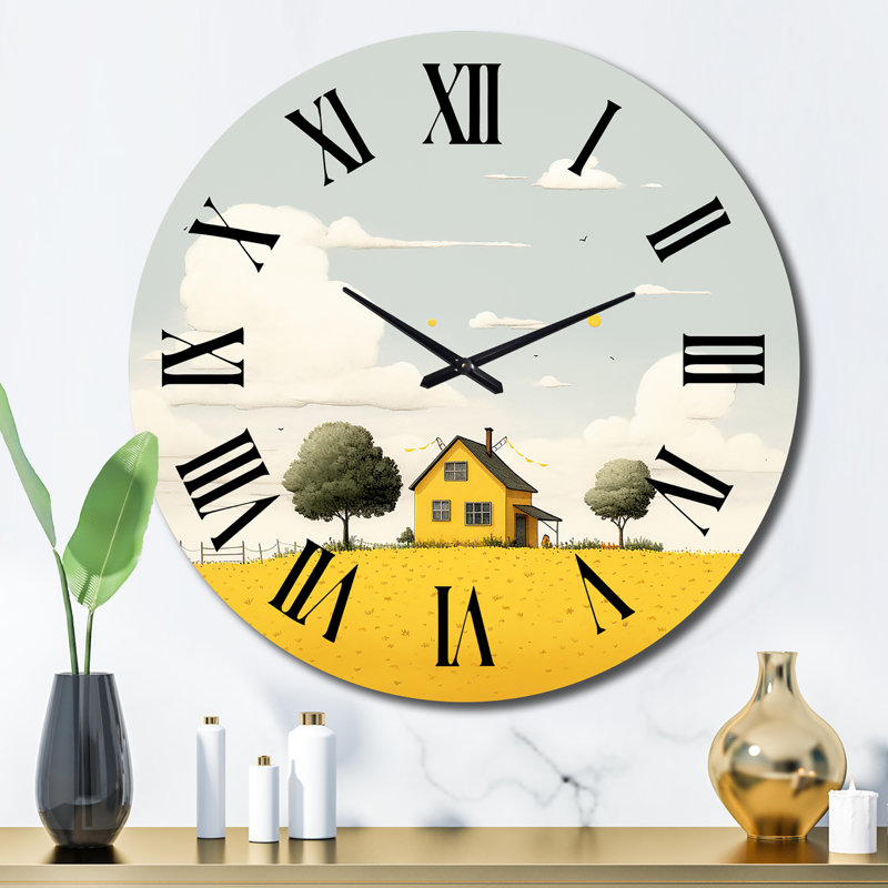 Horloge murale jaune, Grand