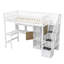 Lit mezzanine en bois moderne avec bureau en L, lumières DEL et grand rangement pour le salon-1864454071