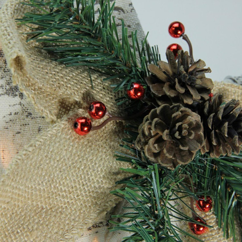 Décoration murale de Noël étoile de bouleau rustique 36 "avec lumières claires